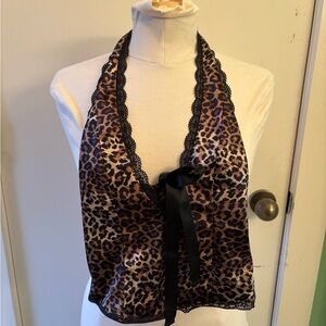 Urban Outfitters Leopard Print Crop Top with Black Lace